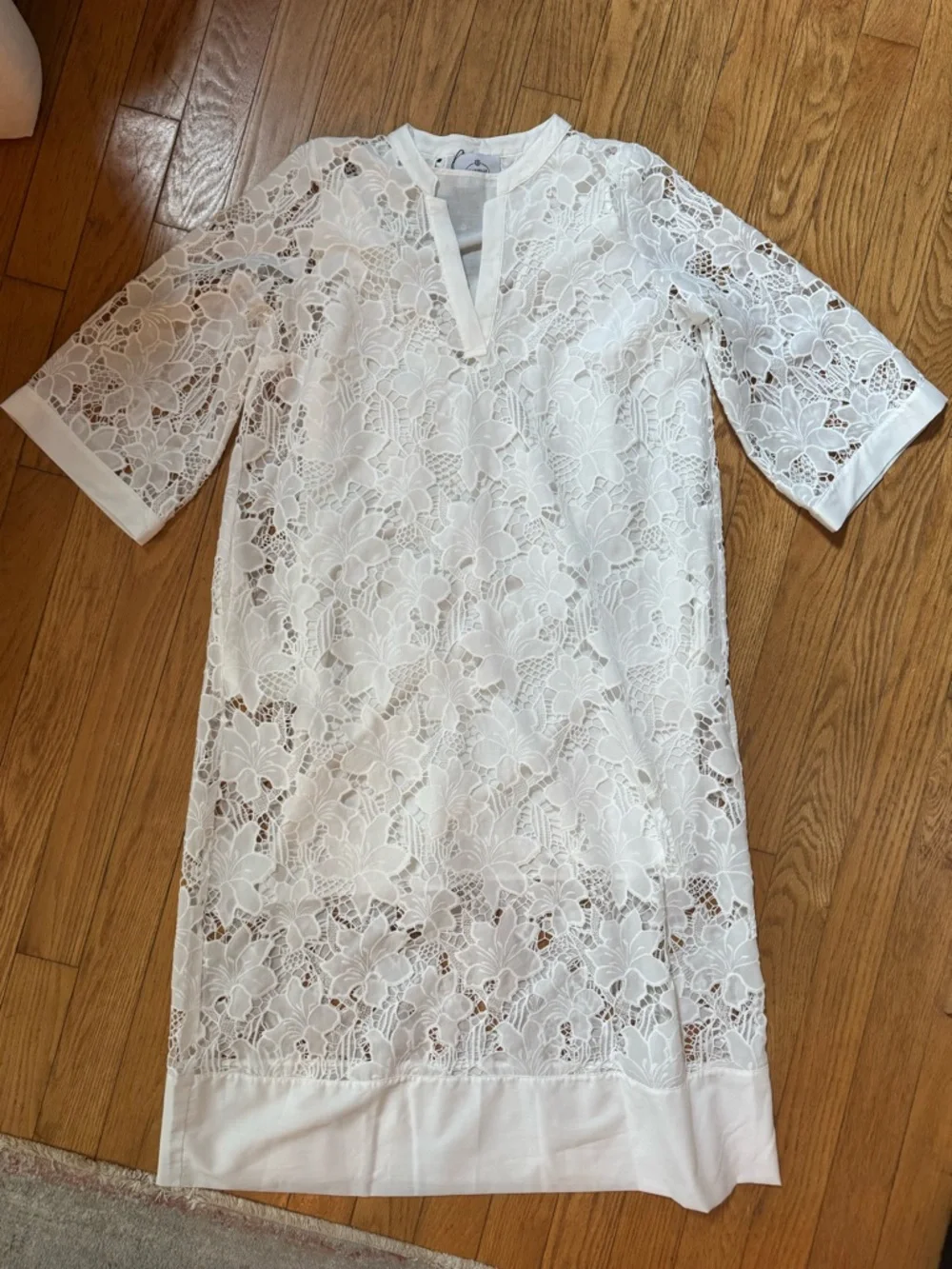 Marielle Womens Luana Lace Dress Sz 8 Floral Lace Classy Chic Luxury Coastal - Picture 2 of 16